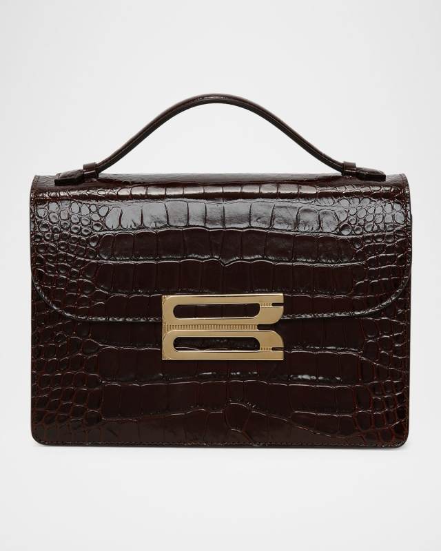 The Dorian Croc-Embossed Leather Crossbody Bag